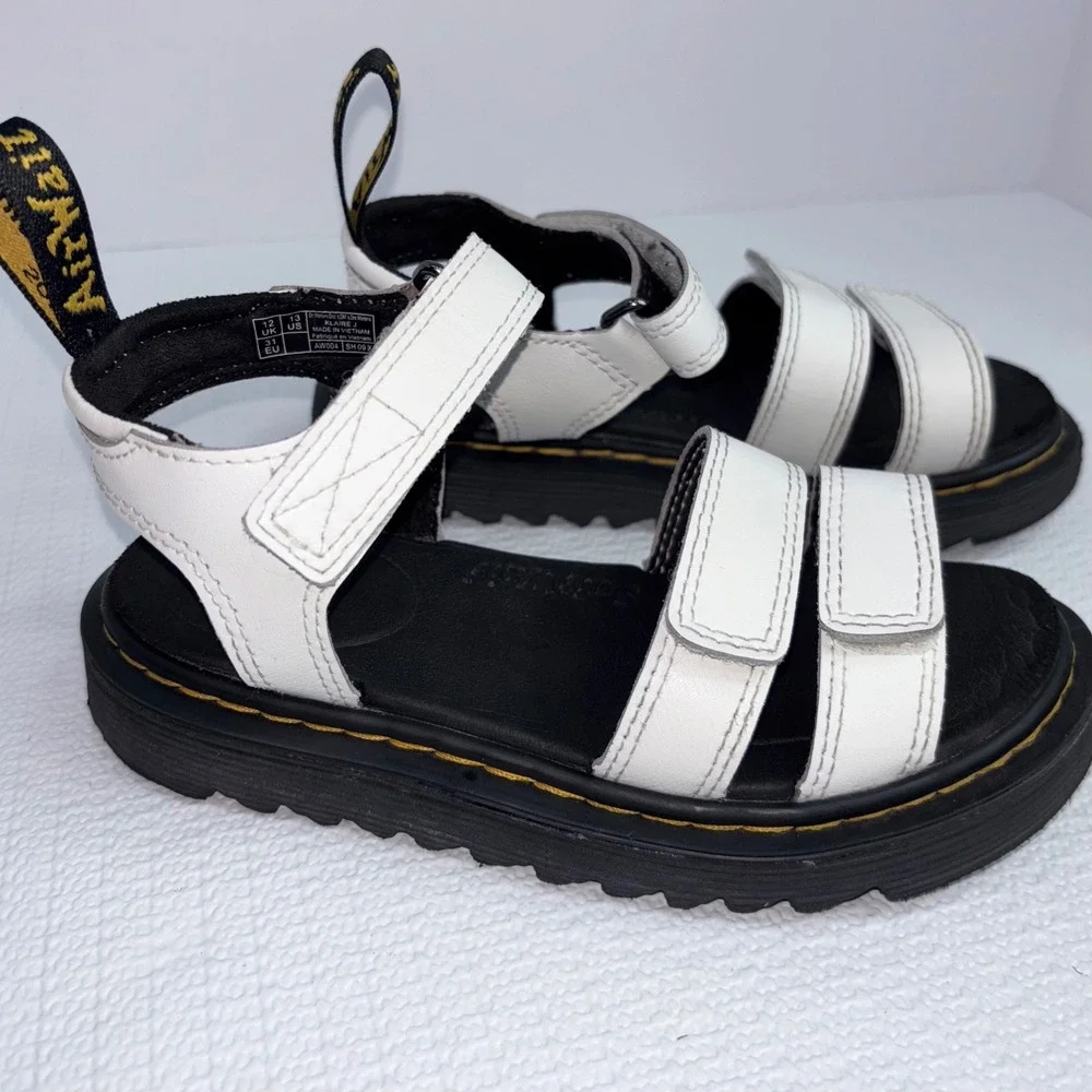 Dr. Martens Blaire White Leather Sandals Kids Size 13 UK 12 Comfortable
